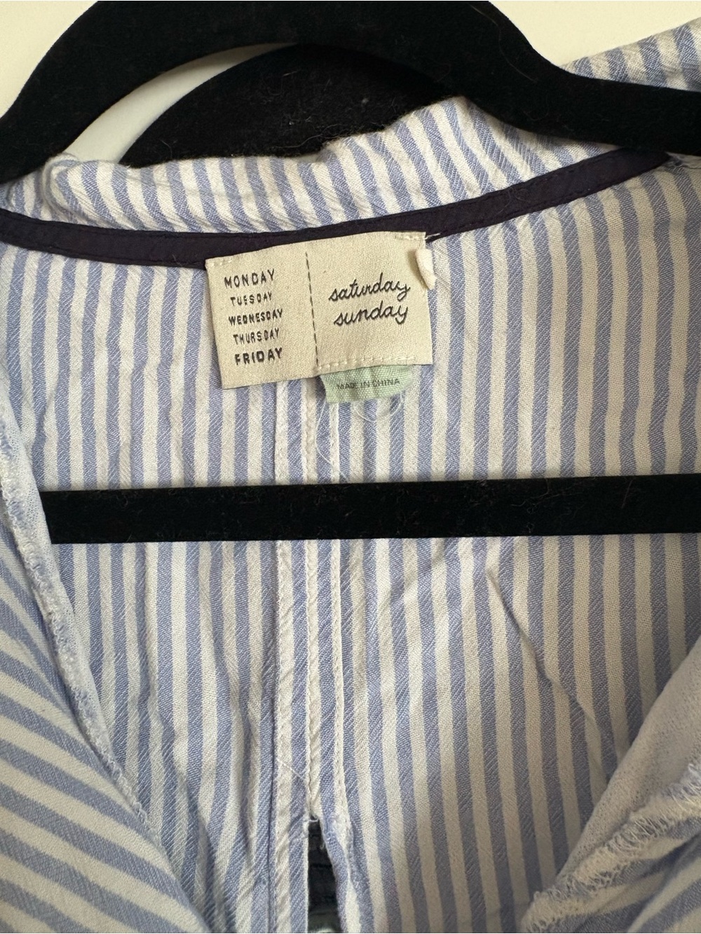 Saturday Sunday Blue Striped Two-Piece Pajama Set with Embroidered Hem - Picture 3 of 5
